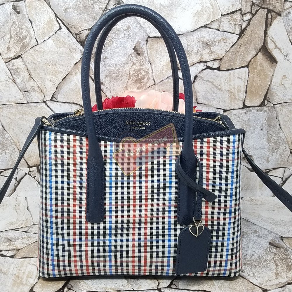 Multi Margaux Blue Plaid Satchel Kate Spade With crossbody Strap